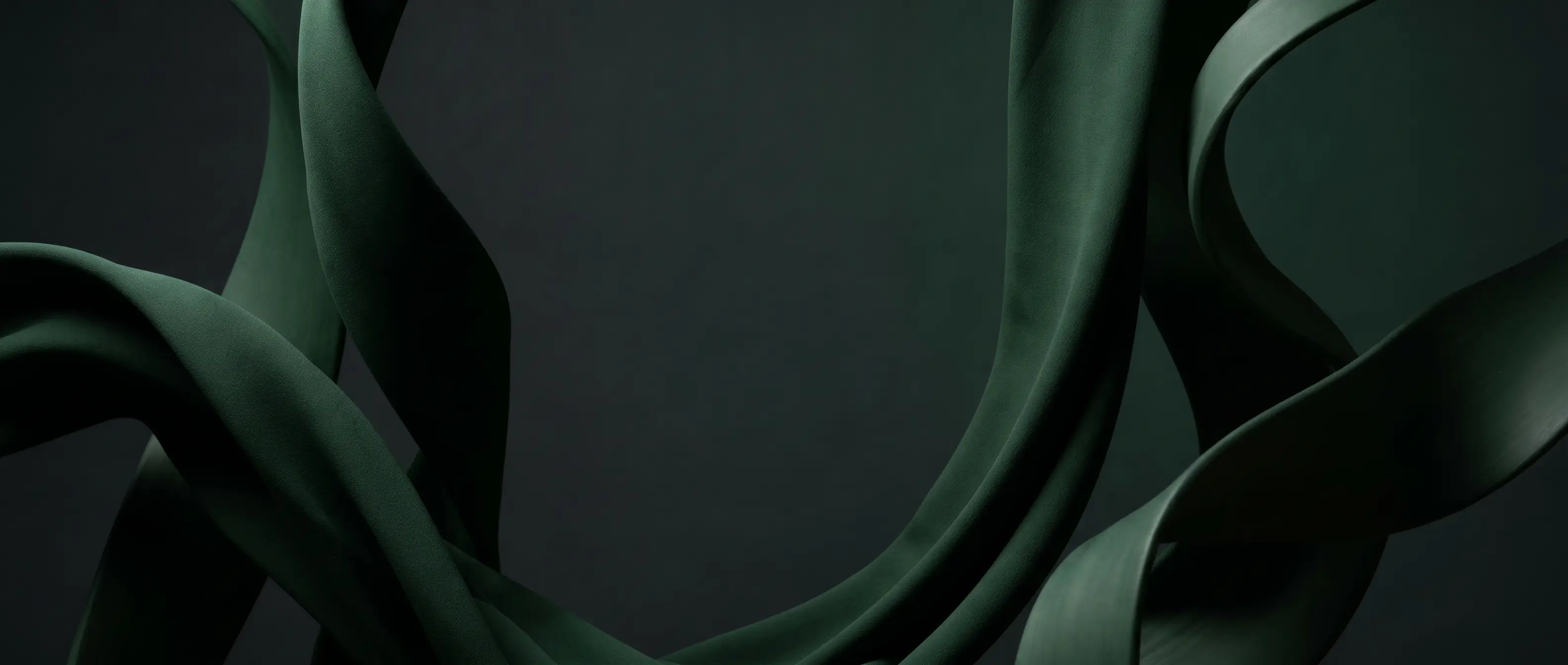 Deep forest green abstract ribbons